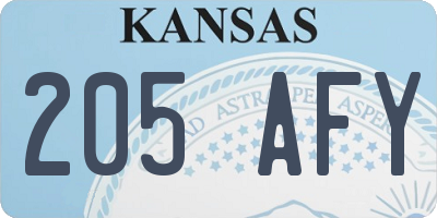 KS license plate 205AFY