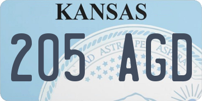 KS license plate 205AGD