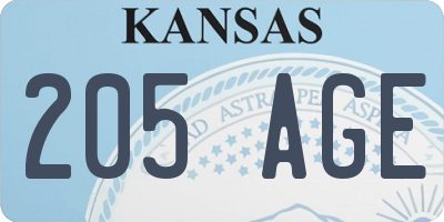 KS license plate 205AGE