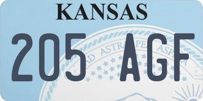 KS license plate 205AGF