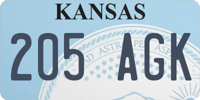 KS license plate 205AGK