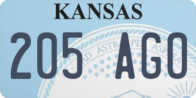 KS license plate 205AGO