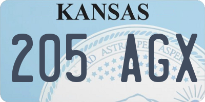 KS license plate 205AGX