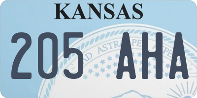 KS license plate 205AHA