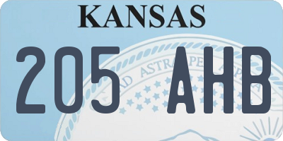 KS license plate 205AHB