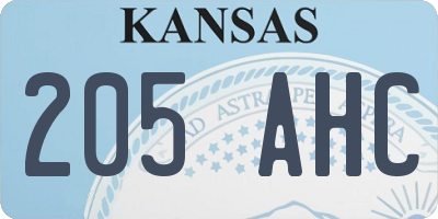 KS license plate 205AHC
