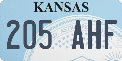 KS license plate 205AHF