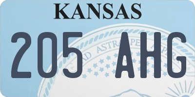 KS license plate 205AHG