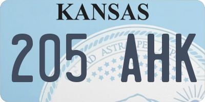 KS license plate 205AHK