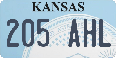 KS license plate 205AHL