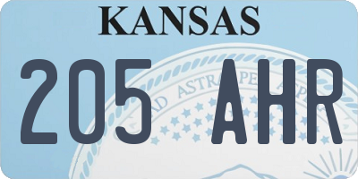 KS license plate 205AHR