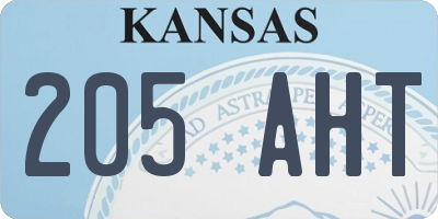 KS license plate 205AHT