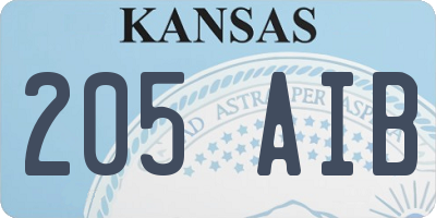KS license plate 205AIB