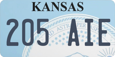 KS license plate 205AIE