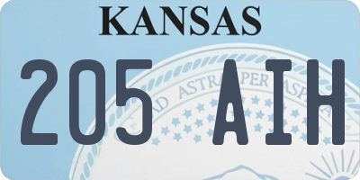 KS license plate 205AIH