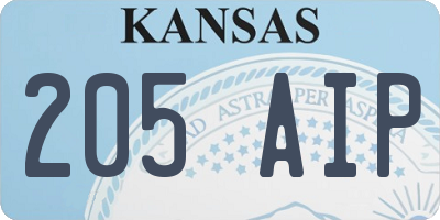 KS license plate 205AIP