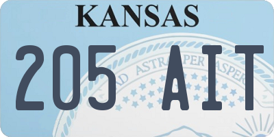 KS license plate 205AIT