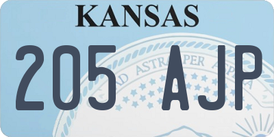 KS license plate 205AJP