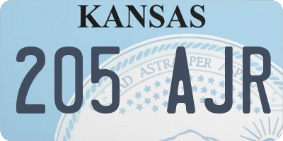 KS license plate 205AJR