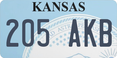 KS license plate 205AKB