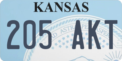 KS license plate 205AKT