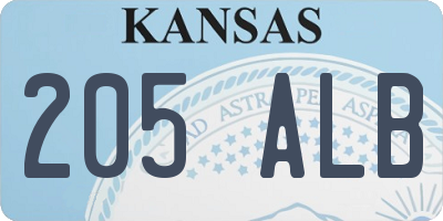 KS license plate 205ALB
