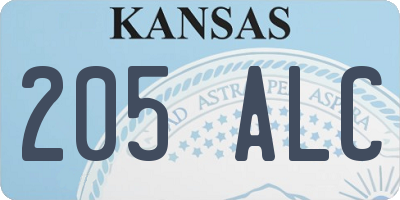 KS license plate 205ALC