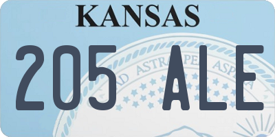 KS license plate 205ALE