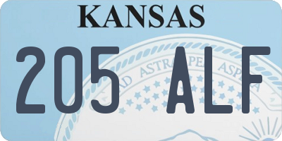 KS license plate 205ALF