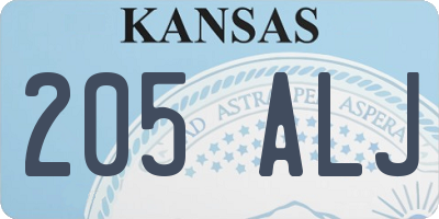 KS license plate 205ALJ