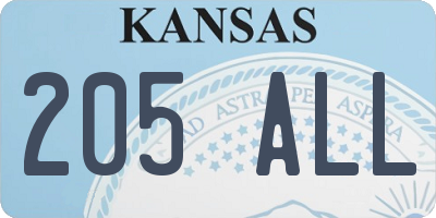 KS license plate 205ALL