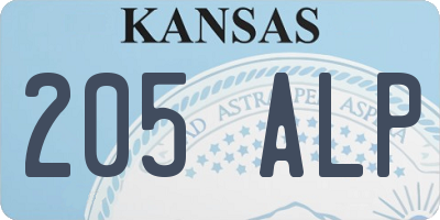 KS license plate 205ALP
