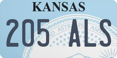 KS license plate 205ALS
