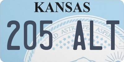 KS license plate 205ALT