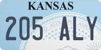 KS license plate 205ALY