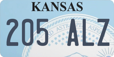 KS license plate 205ALZ