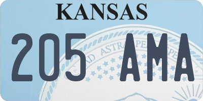 KS license plate 205AMA