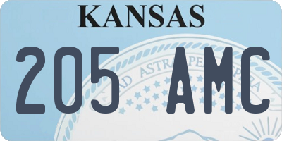 KS license plate 205AMC