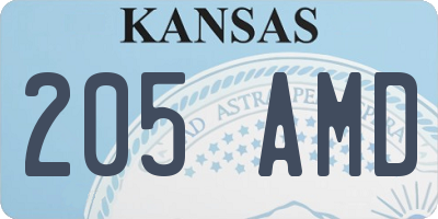 KS license plate 205AMD