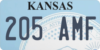 KS license plate 205AMF