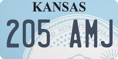 KS license plate 205AMJ