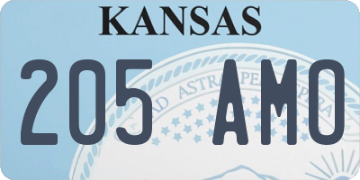 KS license plate 205AMO