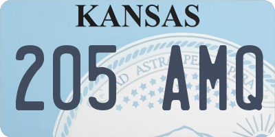 KS license plate 205AMQ
