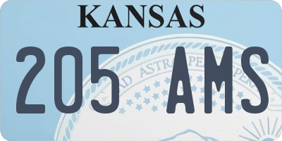 KS license plate 205AMS