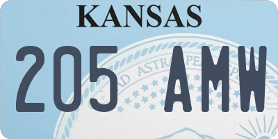 KS license plate 205AMW