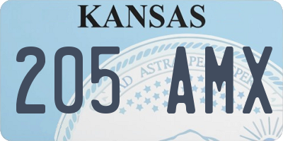 KS license plate 205AMX