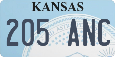 KS license plate 205ANC
