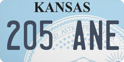 KS license plate 205ANE