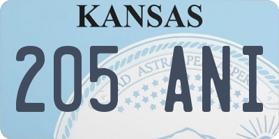 KS license plate 205ANI