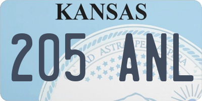 KS license plate 205ANL